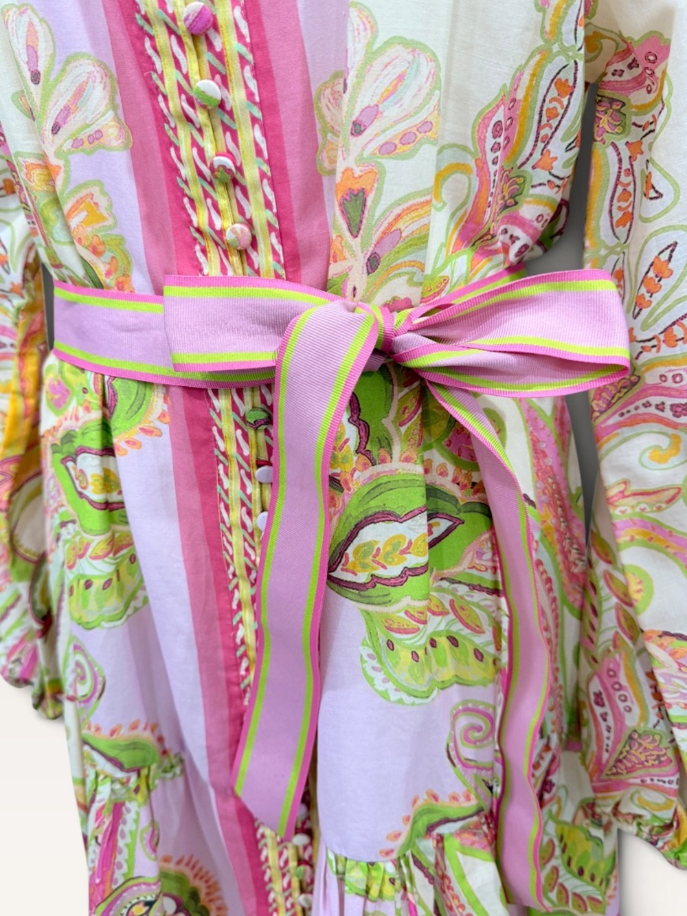 Antonio Melani Brynn Floral Mock Neck Long Sleeve Belted Dress Pink Green NWT - Picture 6 of 14